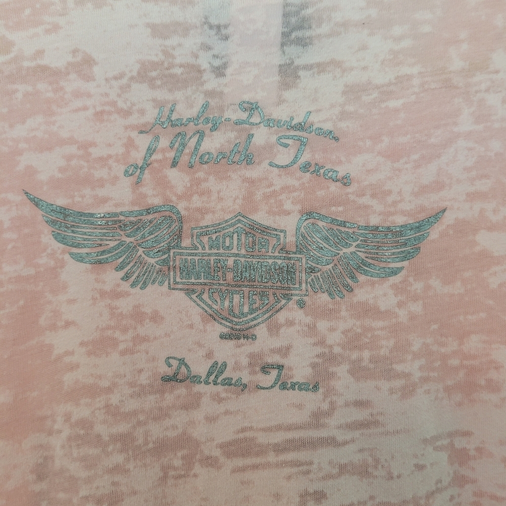 Harley Davidson Pink Semi Sheer Burnout Bikercore T-shirt Large Short Sleeve - Picture 5 of 8